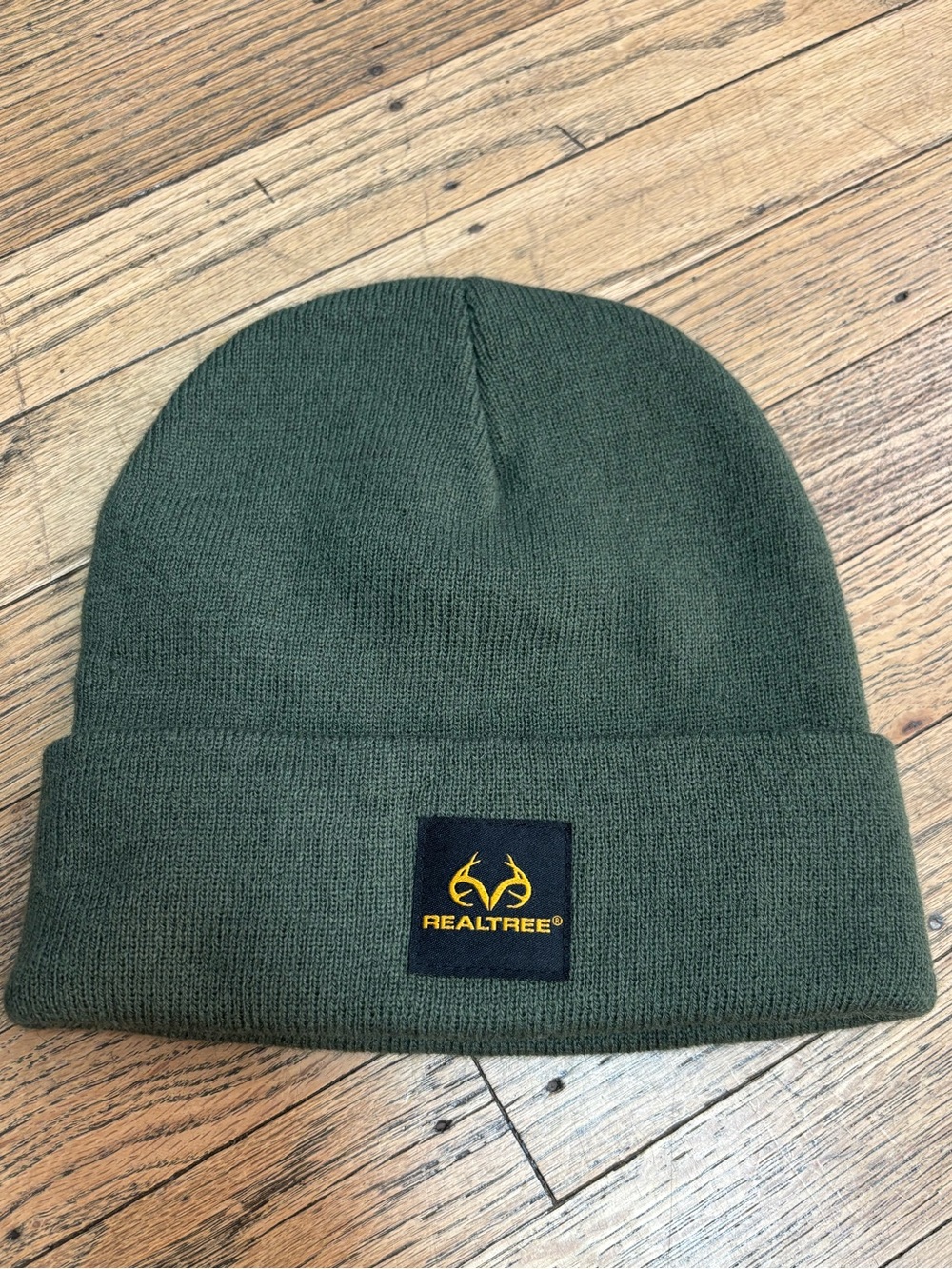 Realtree Olive Knit Cuffed Beanie with Logo Patch